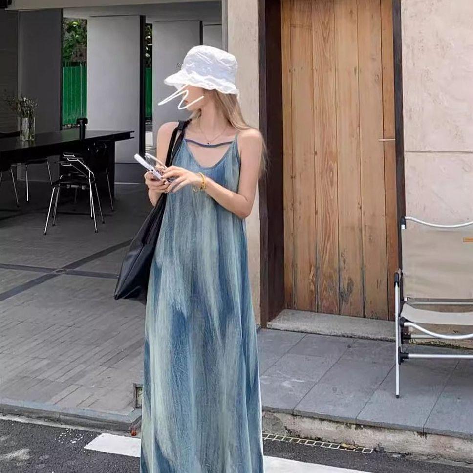 French Tie-Dye Casual Summer Camisole Dress