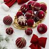 4 Red Painted Velvet Christmas Ball Ornaments Christmas Tree Baubles Christmas Decorations Home Party Decorations