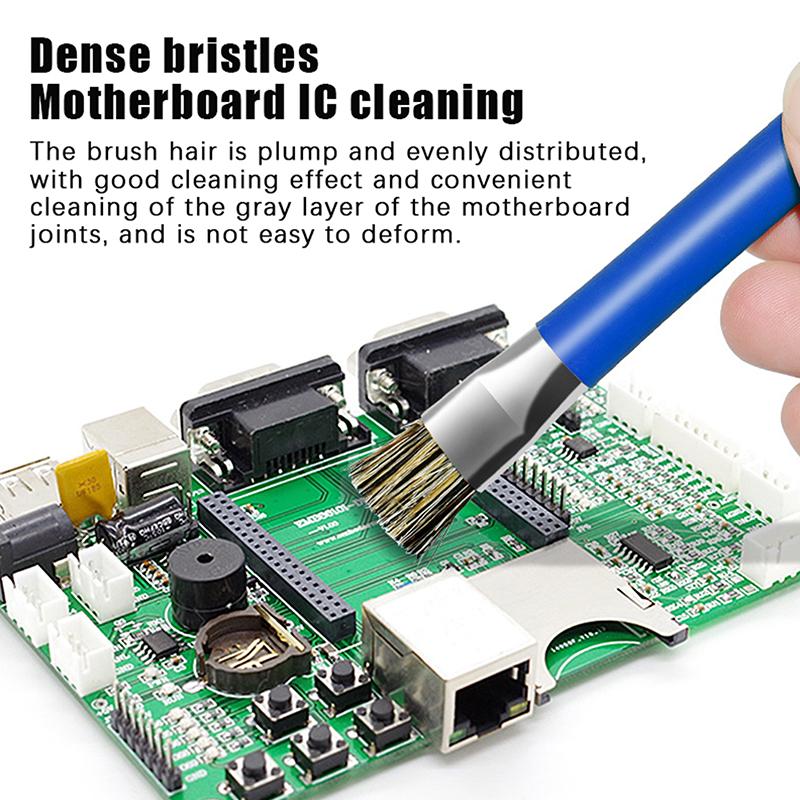 1Pc Stainless Steel Double Head Mobile Phone Repair Cleaning Brush Anti-Static ESD Safe Hard Brush For Motherboard Repair Clean