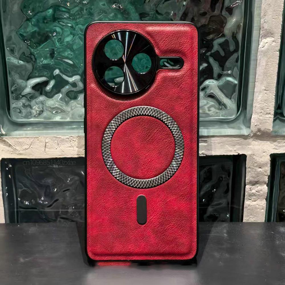 Magnetic Anti-Fall Phone Case For POCO F7 F6 F5 Pro Redmi K80 K70 K60 Pro For MagSafe Wireless Charging Fashion Leather Cover