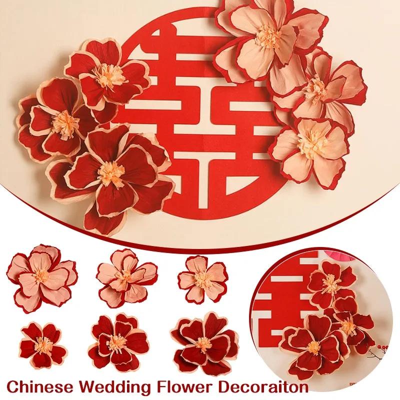 30cm Wrinkle Flower Wedding Room Background Wall Decor Chinese New Year Decoraiton Room Valentine's Day Gift Decor