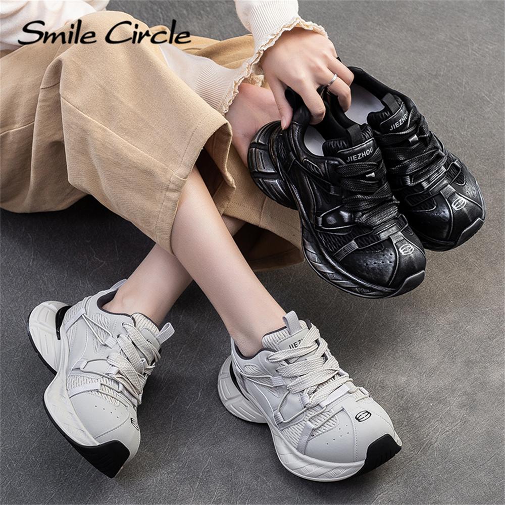 Women Sneakers Round Toe Height Increase Trainers Fashion Casual Thick Bottom Shoes