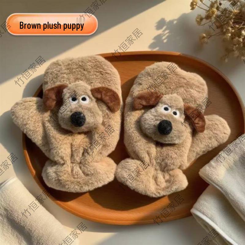 Cartoon Bear Paw Plush Gloves: Soft, Warm, and Cute Half-Finger Design for Women and Students.