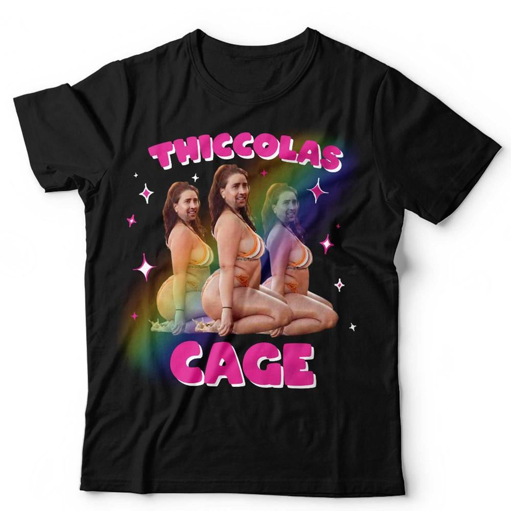 Thiccolas Cage Unisex T Shirt Weird Funny Meme Nicolas Movie Lover Vintage Retro Unisex T-Shirt M