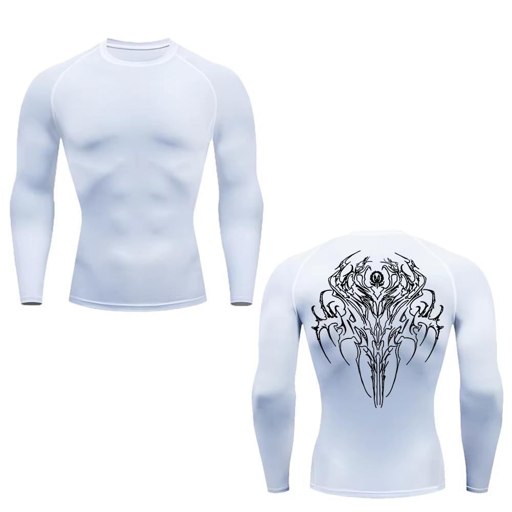 Trendy Y2K Print Compression Shirt Men's Running T-Shirt Gym Sports Quick-Drying Shirt Outdoor Cycling Jogging Training Top 848
