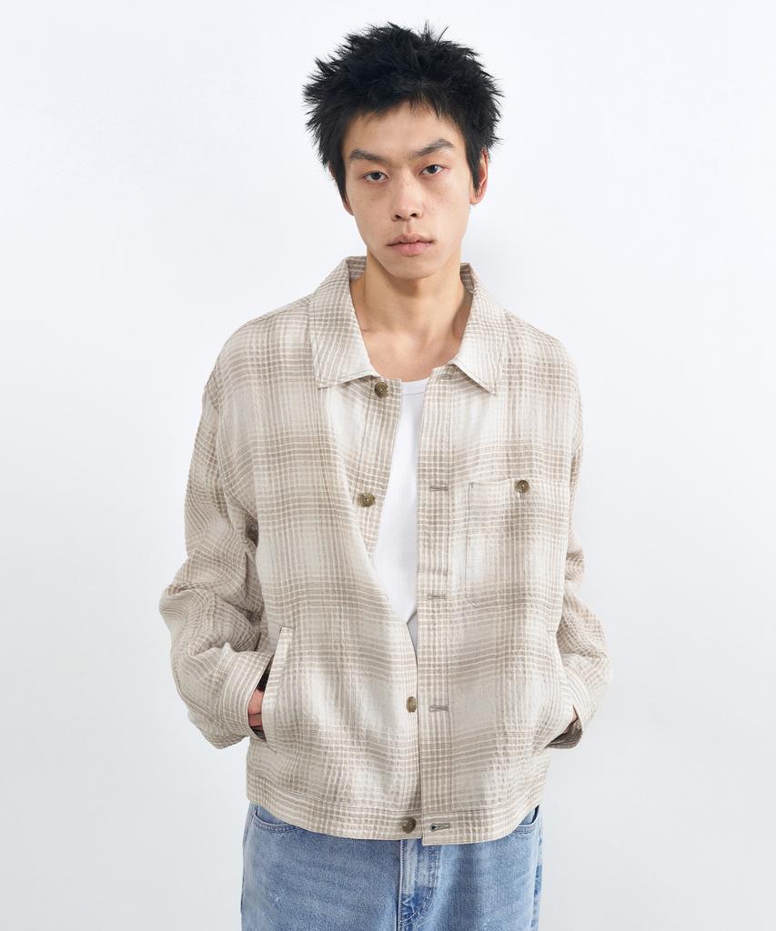 Insilence Linen Check Jacket Beige Check