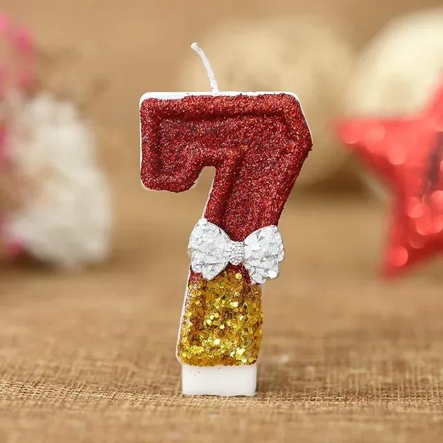 Red Number Birthday Candles Cake Decoration 0 1 2 3 4 5 6 7 8 9 Bow Cupcake Topper Birthday Party Anniversary Wedding Decor