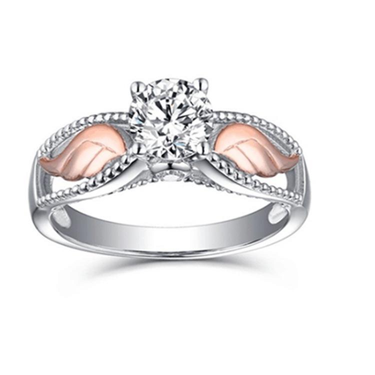 

Популярные в Европе и Америке ювелирные изделия с инкрустацией цирконом, кольцо женское с крыльями ангела No. 12