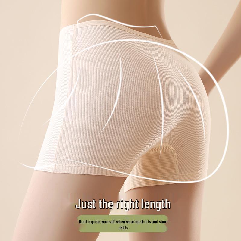 Ribbed Women's Safety Shorts: Breathable, Non-Chafing Boxer Briefs with Cotton Crotch & Anti-Exposure Design