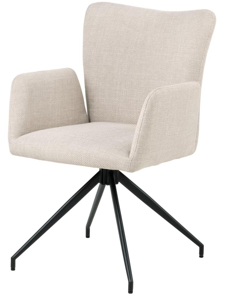 Beige SWIVEL CHAIR WITH ARMRESTS, metal legs