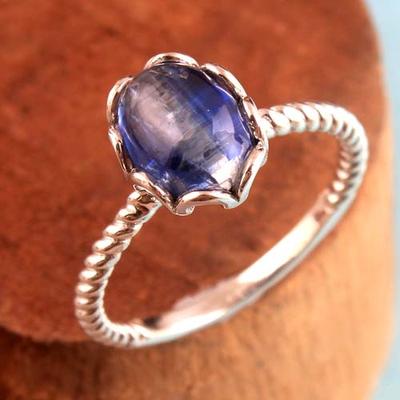 Anello di cianite, gioielli di dichiarazione, anello fatto a mano, gioielli in argento, regali per lei