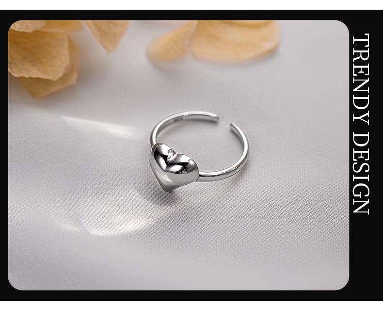 Banyan Tree S925 Silver Korean Love Heart Ring - Simple, Sweet, Fashionable Index Finger Ring