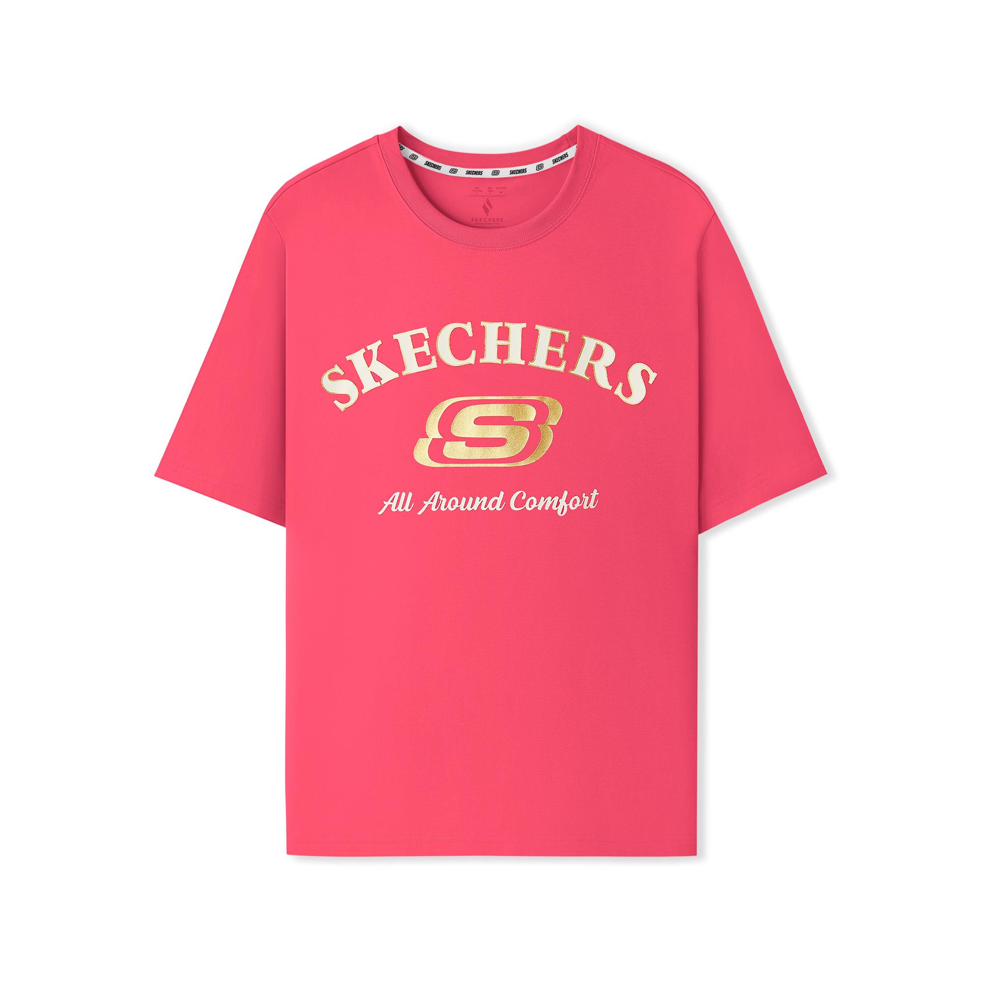 Skechers SS25 Simple Casual Comfortable Round Neck Sports Short Sleeve T-Shirt Unisex Tops Park-Pink L225U122-01N1 S