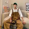 Men's Orange Brown Overalls Wear Loose Straight Overalls Mens Versatile Fashionable Pants