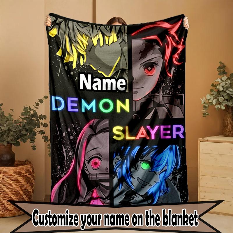 Custom Name Personalized Demon Slayer Print Blanket, Home Decor, Bedroom, Sofa, Camping, Couch, Gifts for Birthday ChristmasEnthusiasts