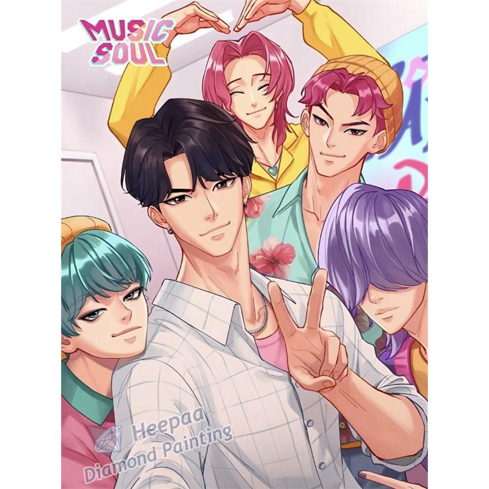 

Kpop Мисливці на Демонів Фільм 5d Алмазна Мозаїка Фантазійний Саджа Демон Хлопчики Аніме Румі та Джину Зроби Сам Вишивка Хрестиком Фото Мозаїка Декор Round 30x40cm