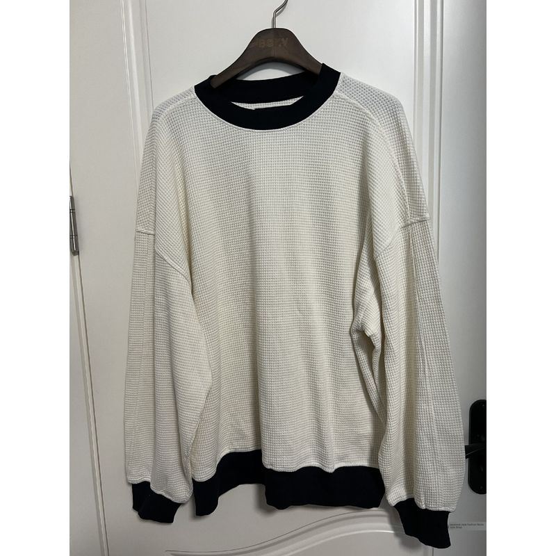 

Весна и Осень Новое поступление Канадский Чистый круглый вырез Свободный Оверсайз Вафельный Свитшот Такой же стиль для мужчин и женщин White M