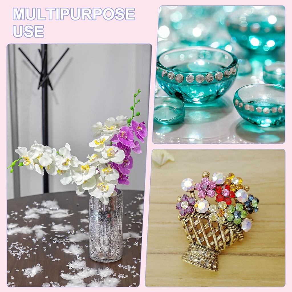 3600-Pack Acrylic Diamonds, 0.12 Inch/3mm Wedding Table Scatter Confetti Crystals for Vase Fillers/Art Craft, Acrylic Diamonds Gems [White AB]