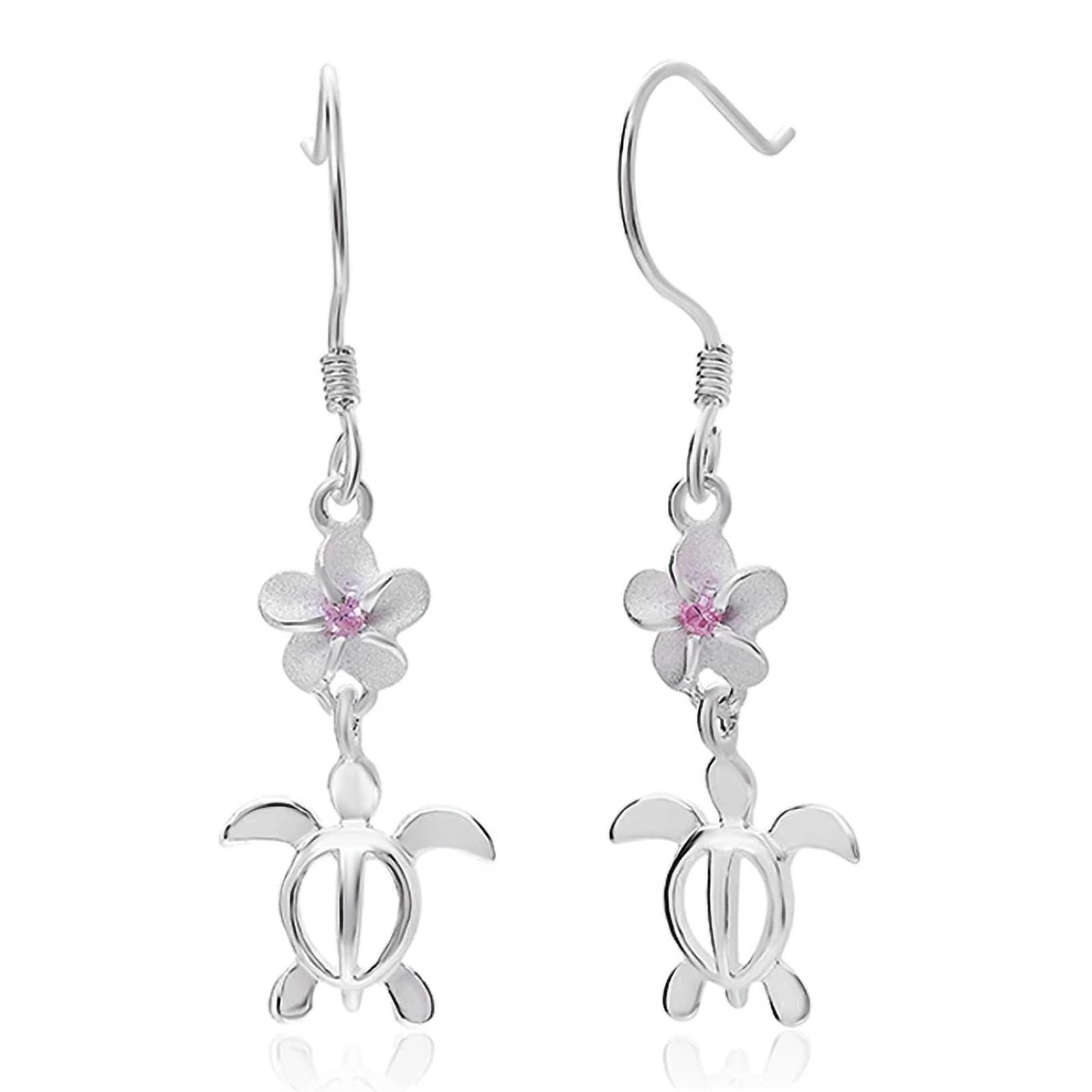 

Серьги Гавайские украшения Серебро 925 Розовая плюмерия Honu Hook Серьги Ювелирные изделия [LocoMocoAloha] [Подлинные]