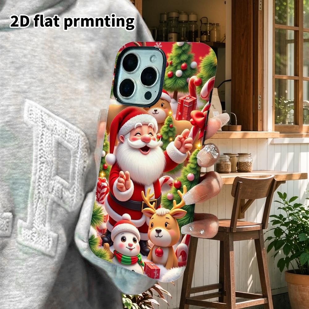Phone Case: 2D Flat Design Suitable for iPhone 18 17 16 15 14 13 Pro Film Protective Case, Couple Style, Christmas Family Photo, Christmas and Hallowe