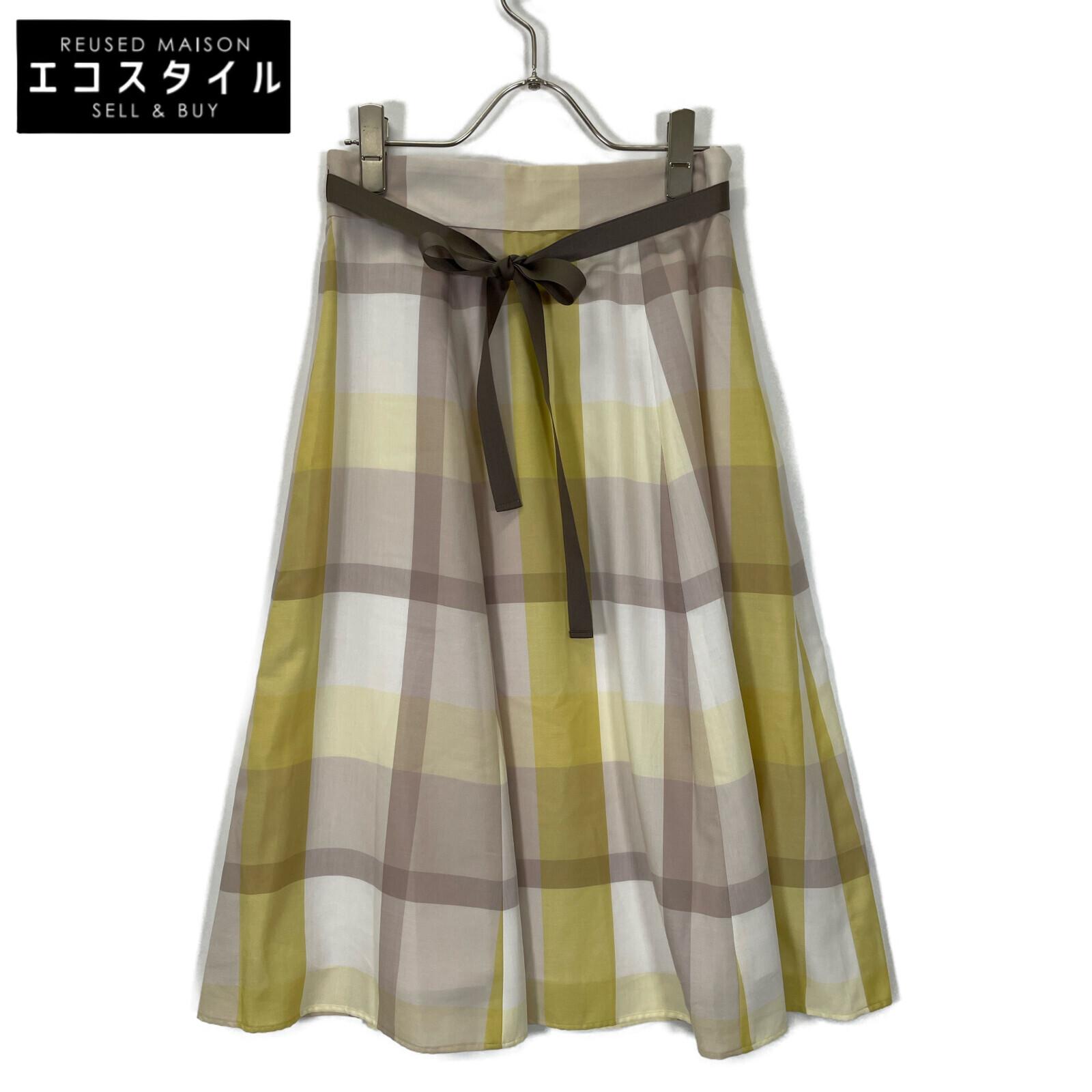 

BLUE LABEL CRESTBRIDGE 2011 Yellow Crestbridge Check Light Airy Twill Flared Skirt skirt 36 Yellow x beigeUsed