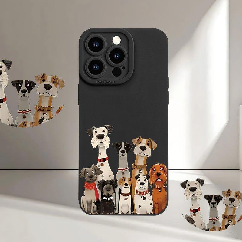 Puppy family pattern mobile phone case suitable for iPhone 17 16 15 14 13 12 11 Pro/ Max /Plus anti-fall and shockproof