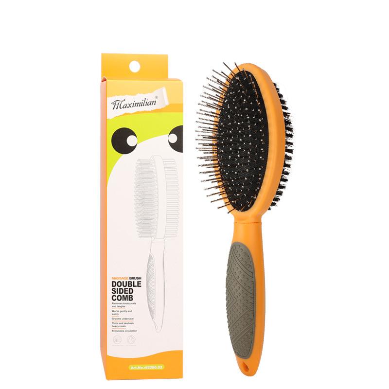 Pet comb, bristle hair airbag massage needle comb, cat and dog comb beauty comb, pet hair removal brush double-sided comb 95701 оранжевый