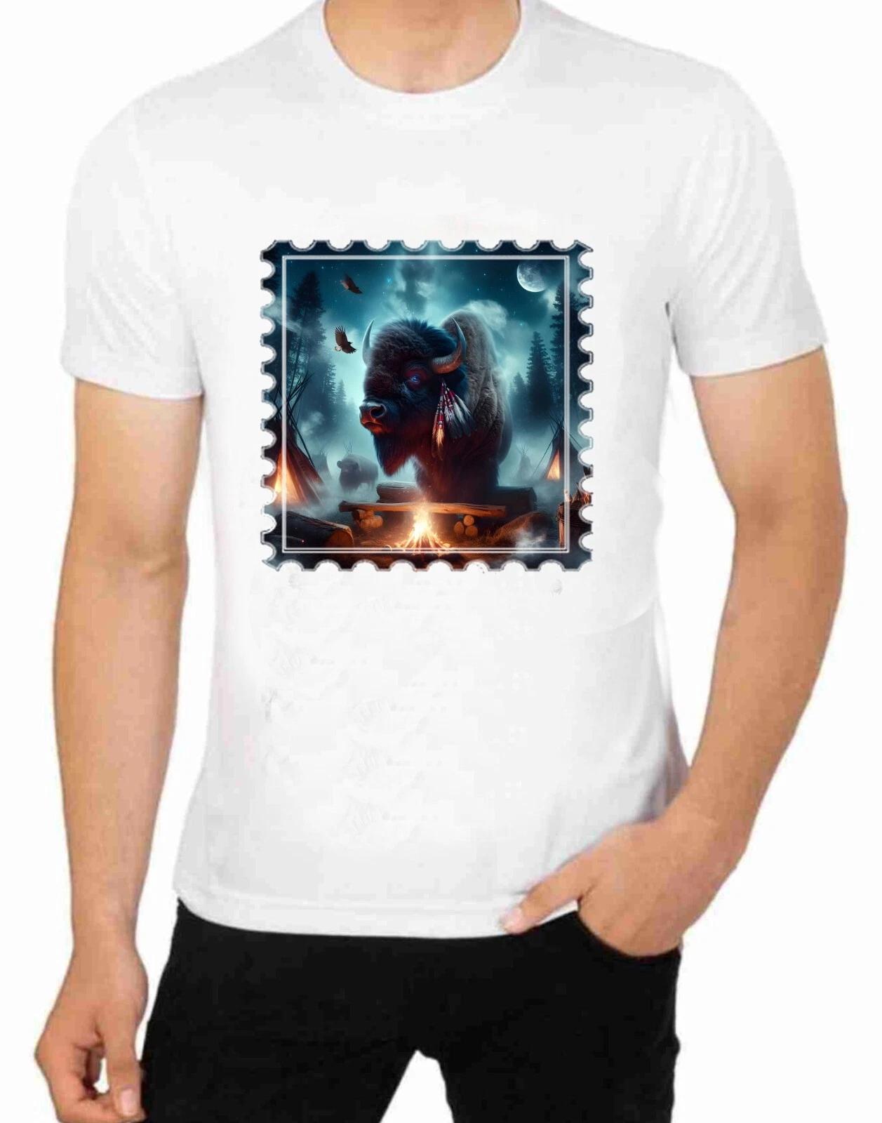 Sacred Buffalo Native Sioux South Dakota Art T-Shirt for Mens Apparel S