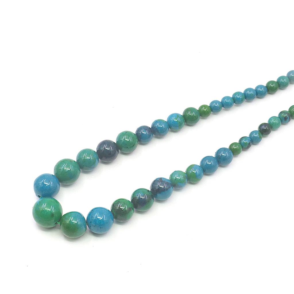 6-14mm Phoenix Stone Turquoised Necklace, Round Bead Gems Chalcedony,Tower Shaped,Jewelry Accessories,5 Cm Extension Chain