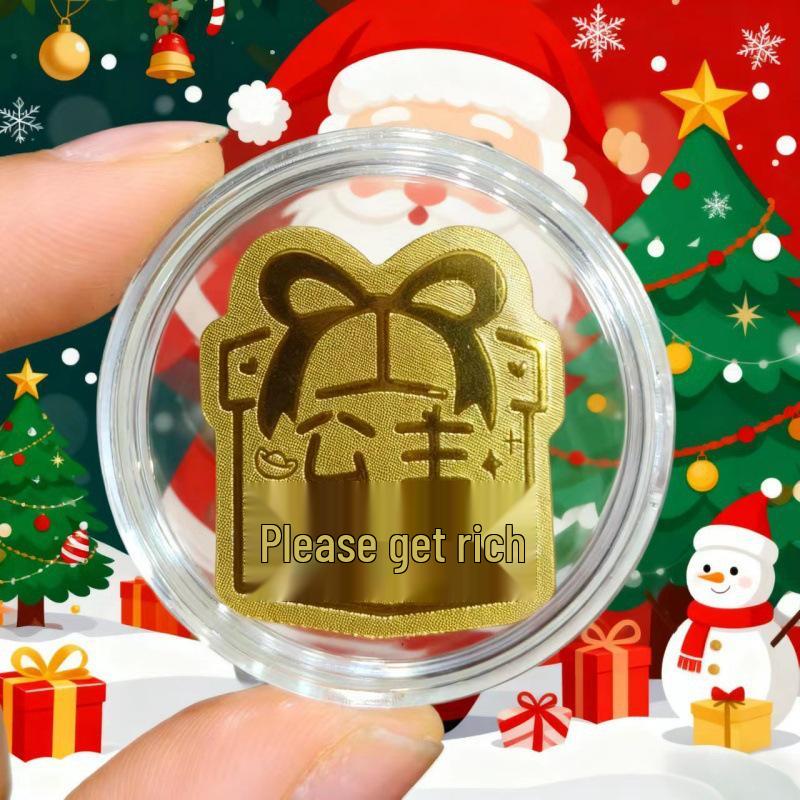Christmas 999 Pure Gold Phone Sticker: Peace & Joy Design, Attract Wealth, Business Gift in Floating Gift Box.