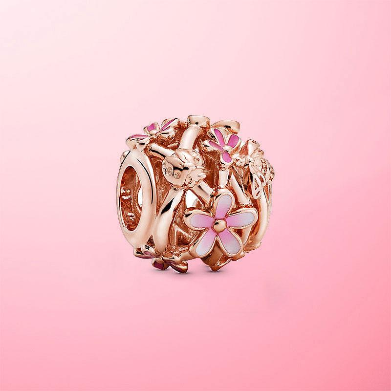 ! 925 Sterling Silver Sparkling Sparkling Daisy Flower Charms Bead Fit Original Bracelet Bangle For Women Jewelry Gift