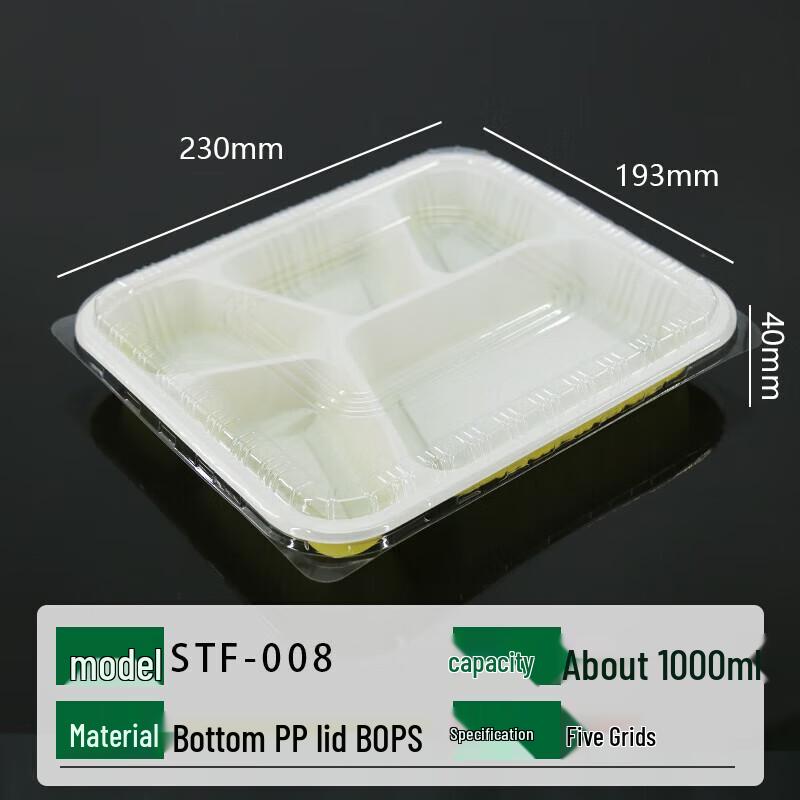 Saikeyou 100-Pack 5-Compartment Disposable PP Lunch Boxes