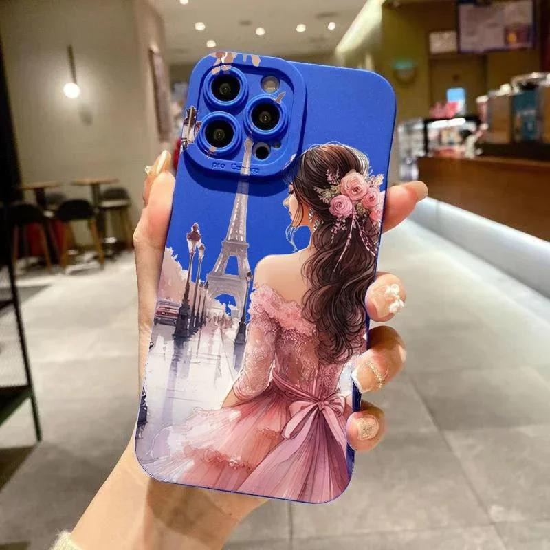 

Flower Girl Pattern Decoration Phone Case for iPhone 16 15 Pro Max 14 11 13 12 Mini XS X XR 7 8 Plus SE2 16 Pro Soft Matte Cover iPhone XR