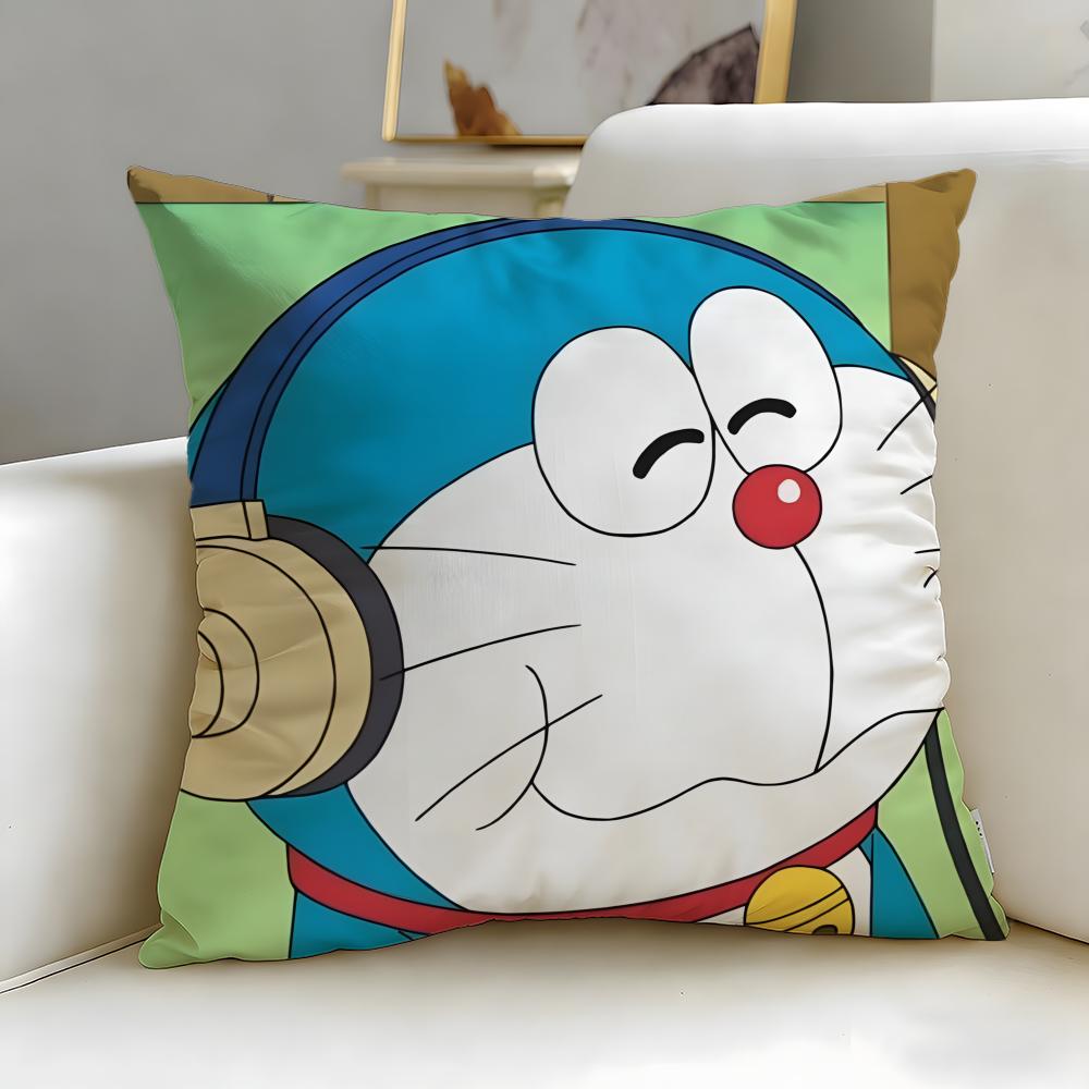 classic anime Doraemon Cushion Cover Soft  EasyWash Pillow Case  Versatile for Couch Bed Travel and Office