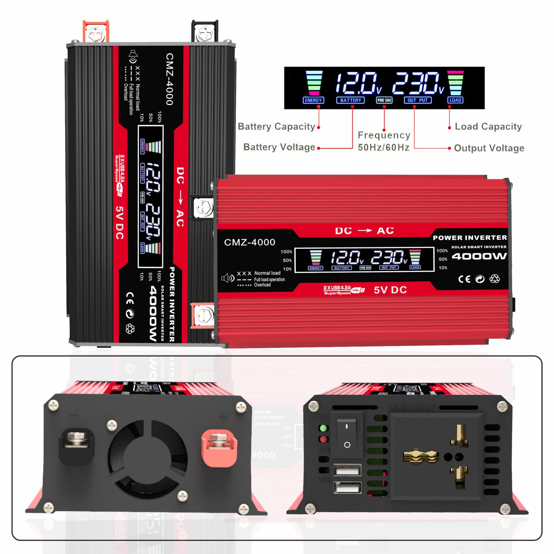 

Интеллектуальный инвертор с цифровым дисплеем: Преобразователь DC12V в AC220V/110V Supreme Black 300W 12V to 220V
