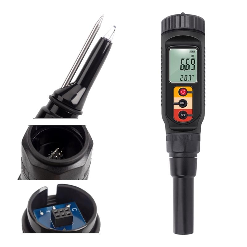 0-14PH Food Meter Temp Acidity Tester for Fruit Water Analyzer Meter High Accuracy Probe Soil Detector Portable