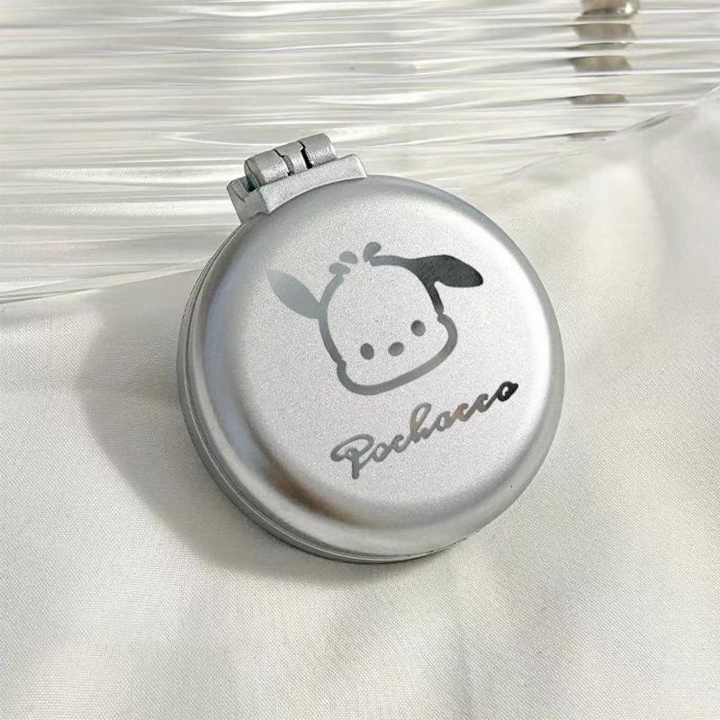 Silver Sanrio Foldable Air Cushion Comb with Mirror for Female Students - Portable Mini Comb