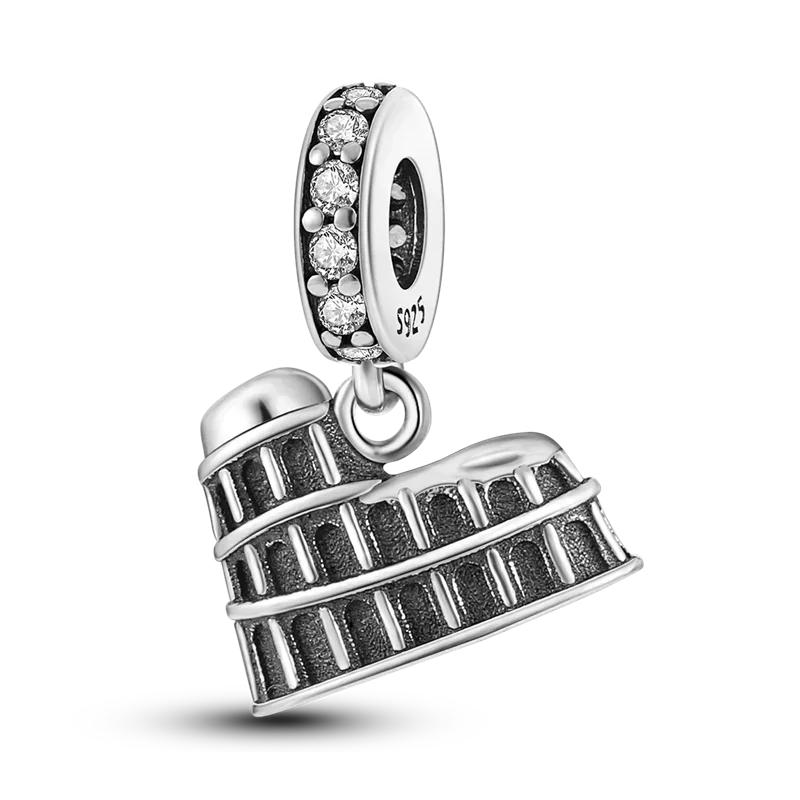 925 Sterling Silver Travel Series Camera Bicycle Tower Compass Bag Pendant Charm Fit 4mm Aperture Bracelet DIY Bead Jewelry Gift