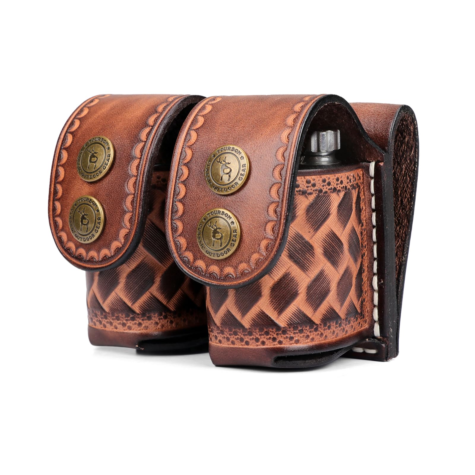 

TOURBON Speed Loader Genuine Leather Belt Speed Loader Holder Case for Revolvers and Pouch, S&W .38, .357, .44, .45