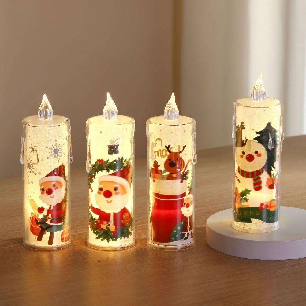 4pcs Santa Claus LED Candle Light Set Battery Powered Electronic Candle Set  Home Decor