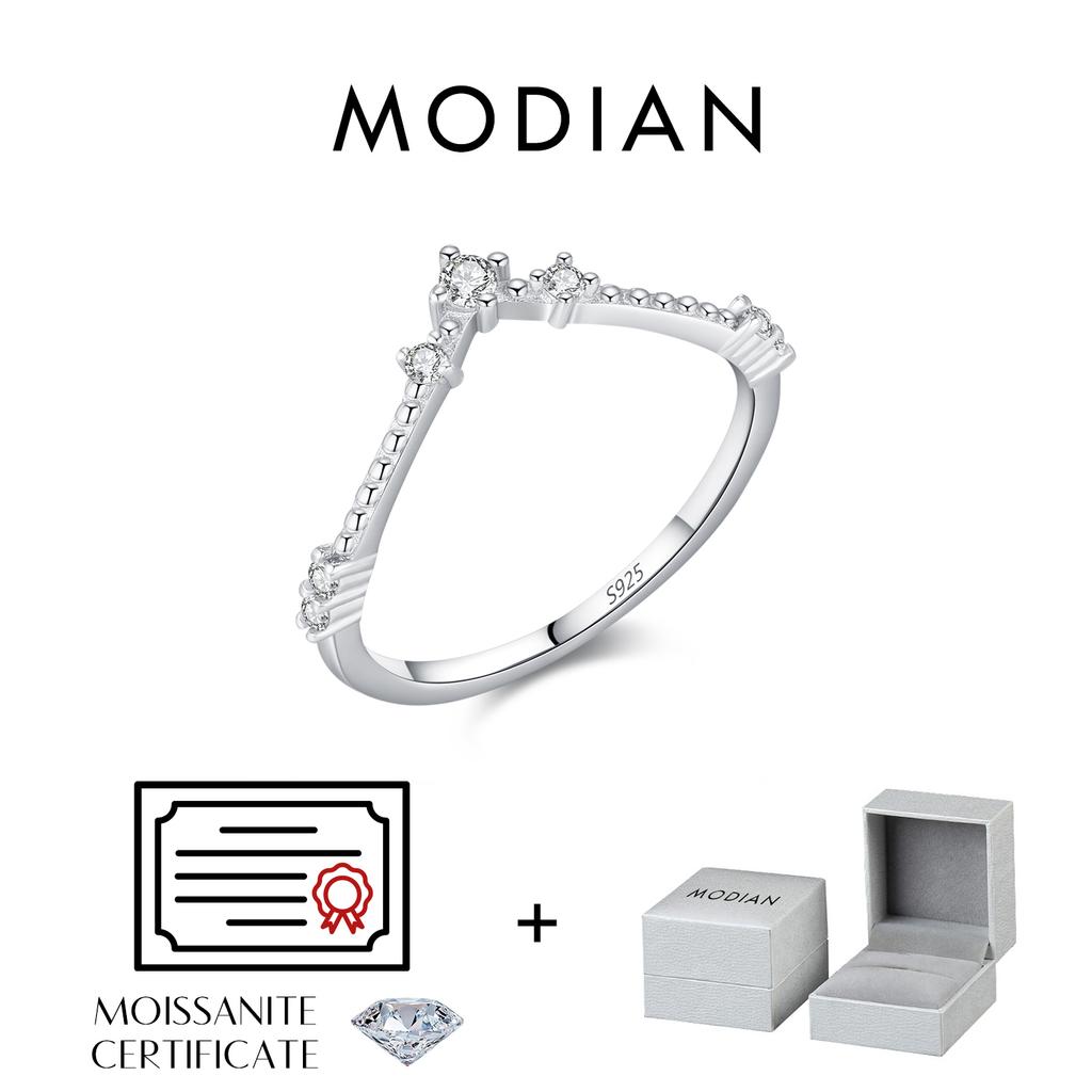 MODIAN D Moissanite Rings 925 Silver Exquisite Arrow Thin Finger Sparkling Rings For Women Wedding Fine Jewelry