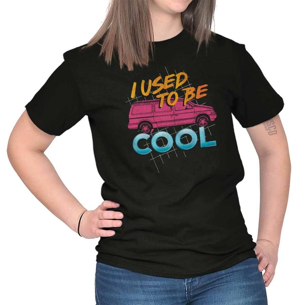 Funny I Used To Be Cool Mini Van Mom Humor Womens Graphic Crewneck T Shirt Tee