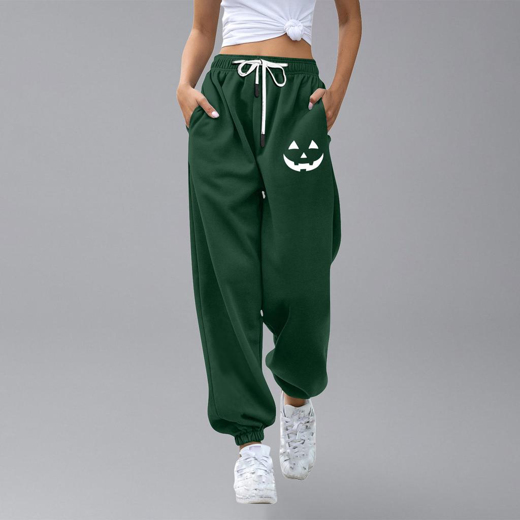 מכנסי טרנינג קז'ואל לילדים ספורט יום ליל כל הקדושים מודפס מגרדיאנט כיס שרוך