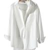 Women's White Non-Iron Wrinkle-Free Shirt Jacket - Plus Size, Loose Fit, Simple Commute Style for Spring and Autumn 2026