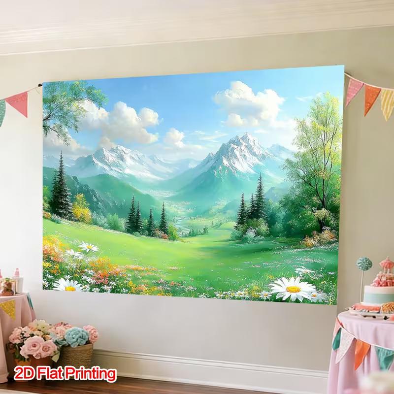2D Dreamy Snow-Capped Mountain Photo Booth Background