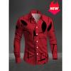 Camisa informal de manga larga para hombre de talla grande con estampado estilo abstracto geométrico rojo y negro