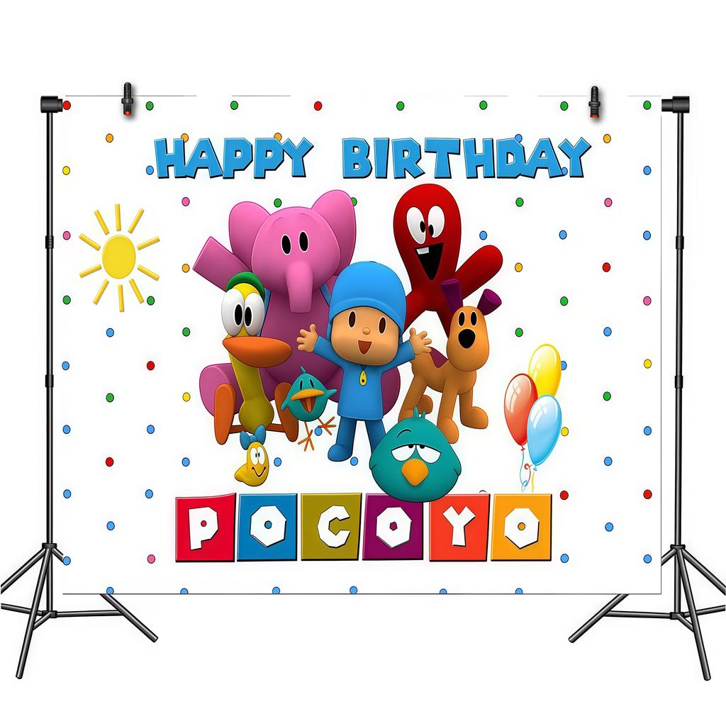 Pocoyo Geburtstag Dekorationen Einweg Geschirr Becher Teller Luftballon Banner Für Kinder Mitgebsel Babyparty Deko Party Zubehör Geschenk