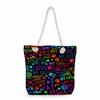 Multifunctional Dog Paws Printed Thick Rope Shoulder Beach Bag Casual Large Capacity Handbag 7601
