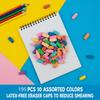 195PCS Pencil Top Erasers, Latex Free Chisel Shape Top Pencil Erasers, 10 Assorted Colors Classroom Erasers for Teachers, Students, School and