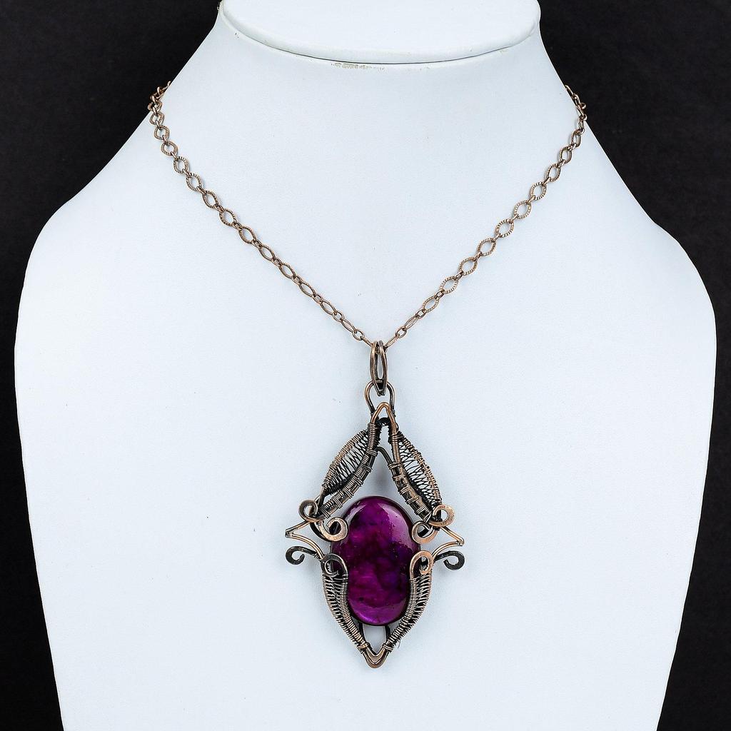 Pendentif Labradorite Feu Violette Pendentif Enveloppé de Fil de Cuivre Pendentif Fait Main Bijou Unique en Cuivre Pendentif Pierre Gemme de Qualité Supérieure Cadeau pour Maman